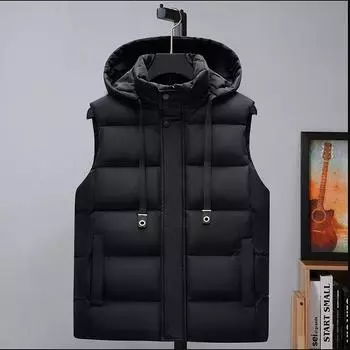 New tooling cotton vest men s outer wear thickened trend loose student vest couple vest plus size vest L (90-55 kg) чёрный