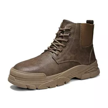 New Tooling Shoes Men Casual Leather Booties Autumn Quality High Top 8s Boots Male Platform Ankle Boots Zapatos De Hombre 39 серый