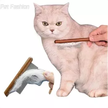 New Top of the line professional stainless steel pet grooming comb with wood handle - Superior high-quality and effective cat ha