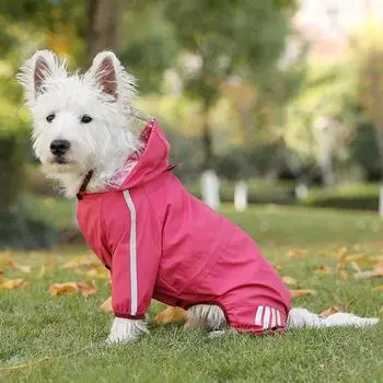 New traction dog four-legged raincoat waterproof large, medium and small dog pet rainy day going out clothes S