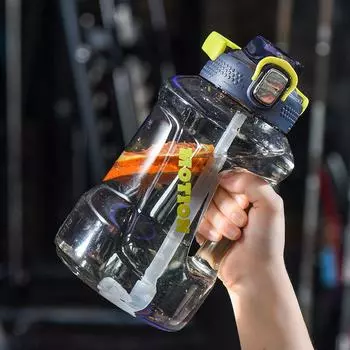 Новые прозрачные ручные Т-образные бочки для мужчин и женщин, пластиковая чашка большой емкости для фитнеса с соломой, портативный спортивный чайник для улицы 1600ML