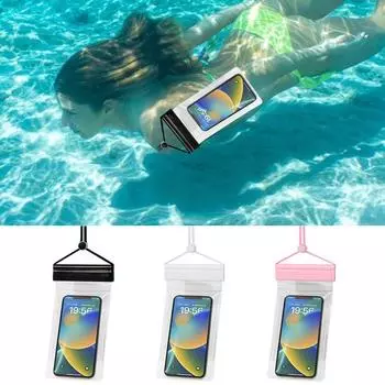 New Transparent Waterproof Phone Case Under 7.0 inches Touch Screen Phone Pouch with Lanyard Mobile Phone Cover Swimming Diving