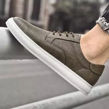 New Trend Genuine Leather Mens Casual Shoes Comfort Anti-Slip Man Oxford Shoes Fashion Retro Leisure Walk Footwear Formal Dress 38 чёрный