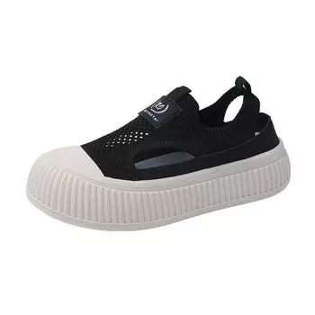 New Trend Women s Shoes Hollow Out Flying Woven Bread Casual Shoes Comfortable Breathable Non-slip Outdoor Casual Sports Shoes 35 бежевый