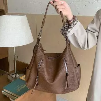 New Trendy and Fashionable Retro Tote Bag Underarm Bag Korean Niche Large Capacity Portable Crossbody Commuting Bag for Women