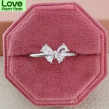 Новое модное кольцо в виде бабочки серебряного цвета для женщин, подарок на вечеринку, оптовая продажа ювелирных изделий R6930 9