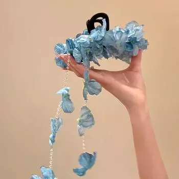 New Trendy Hawaiian Flower Hair Claw Clip For Women Elegant Gauze Begonia Pearl Shark Gripper Clips Jewelry Hair Accessories