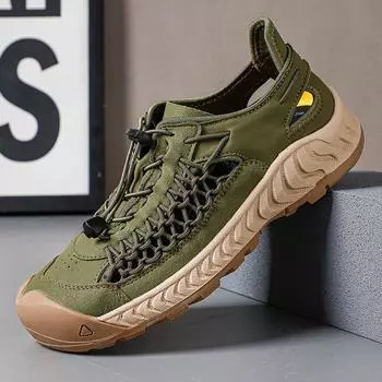 New trendy shoe bag heel handmade casual men s shoes large size 45 spring and autumn summer sandals hole shoes 39