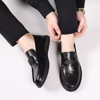 New Trendy Shoes Summer Men Bean Shoes Real Cowhide Shoes British Leather Shoes Soft Soles Versatile Shoes Men Shoes 38 коричневый