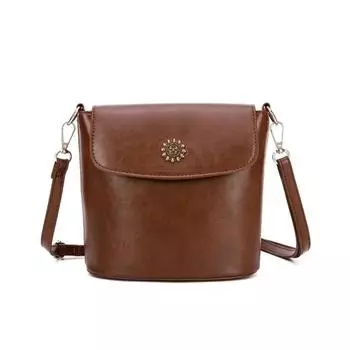 Новые модные винтажные сумки через плечо из искусственной кожи, женские сумки-ведра, модные универсальные сумки через плечо с подсолнухом, сумки для поездок на работу