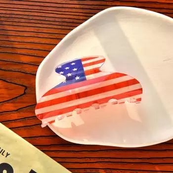 New U.S Independence Day Flag Print Plastic Hair Clip For Women Creative Acrylic Festive Hairpin Headwear Hair Claw Accessories