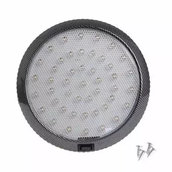 New Universal LED Car Overhead Ceiling Dome Light Lamp Carbon Fiber Look Bezel Round