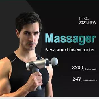 New Upgrade LCD Touch Screen Deep Massage Smart Fascia Gun With 5 Silicone massage heads