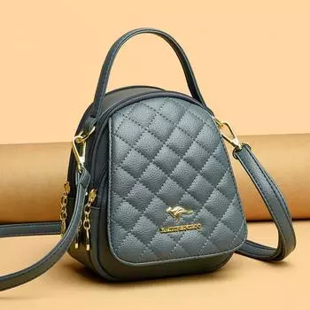 Новая городская простая женская сумка-мессенджер с ромбом из мягкой кожи для матерей среднего и пожилого возраста, вместительная, на руки чёрный