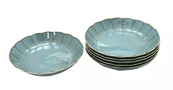 New use Tableware series that makes your dishes stand out 22cm deep plates set [Commercial set] (titanium gray) 6-piece