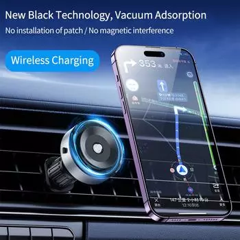 NEW Vacuum Car Phone Holder QI Wireless Car Charger for iPhone Xiaomi Fast Charging Air Vent GPS Phone Stand Easy Install чёрный