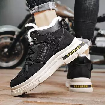 New velvet thickened Martin shoes men s thick-soled wear-resistant labor insurance shoes fashion high-top outdoor tooling trendy shoes 39