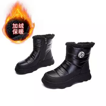 New velvet warm snow boots women s 2025 winter thick-soled heightening women s boots casual and comfortable boots versatile cotton 35