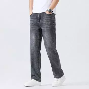 New Versatile Jeans Men s Spring and Summer Cotton Elastic Loose Straight Pants 28