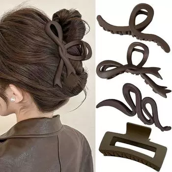 Новые винтажные заколки для волос кофейного цвета, модные простые геометрические заколки-банты в виде акулы, заколки для волос для женщин, аксессуары для волос, корейские головные уборы бездна