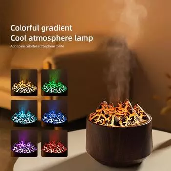 New Volcanic Crack Aromatherapy Humidifier Essential Oil Diffuser with 7 Flame Effects Three-speed Timing Suitable for Bedroom