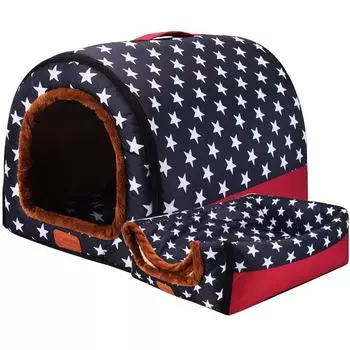 New Warm Dog House Comfortable Print Stars Kennel Mat For Pet Puppy Top Quality Foldable Cat Sleeping Bed cama para cachorro S Weight Under 2.5kg