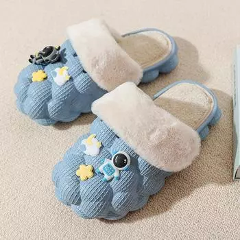 New Warm Rabbit Furry Slippers Men Women Winter Plush Cotton Shoes Cute Shoes Non-Slip Couples Waterproof Home Outdoor Slides 36-37