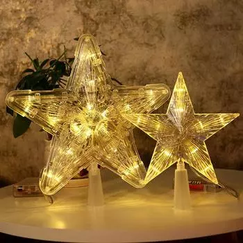 New Warm White Star Shaped Christmas Tree Overhead Lights Led Luminous Star Light Christmas Decoration Pentagram Colored Lights 30 lights теплый белый
