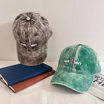 New washed embroidery letters show face small soft top baseball cap men s and women s casual versatile fashion cap tide M56-58cm чёрный