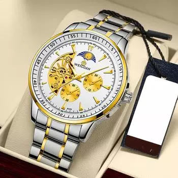 Новые часы мужские полностью автоматические механические часы с фазами Луны механические часы
