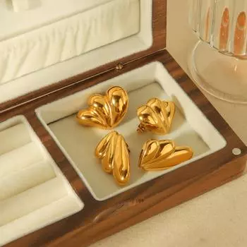 New water drop-shaped wing stainless steel earrings, earrings, niche high-end exaggerated earrings