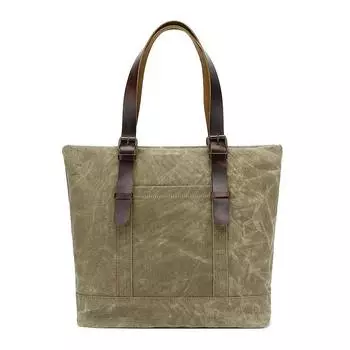 Новая сумка через плечо унисекс из окрашенной воском ткани для мужчин и женщин, сумка большой вместимости, сумка для двух рук из коровьей кожи с верхним слоем в стиле ретро чёрный