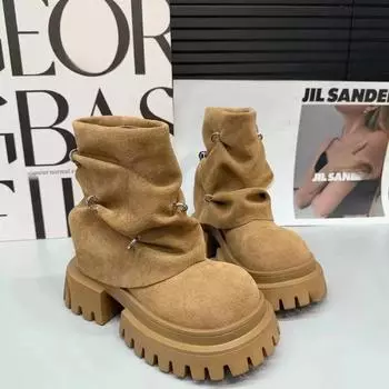 New Wear Resistant Non-slip 2024 Hot Sale Autumn Winter Round Head Ladies Boots Fashion Outdoors Women Shoes Botines Mujer 35