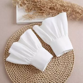 New White Pure Cotton Cloth Fake Sleeve Accessories Simple Temperament Graceful Bell Sleeve Three-Dimensional Lace Decorative Cuff Cotton White All yards