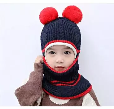 New Winter Baby Girl Boy Warm Cute Knitted Hat Scarf Beanies grey