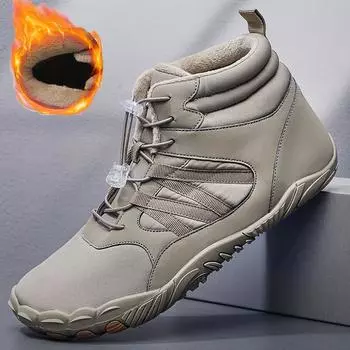 New Winter Booties Men Snow BareFoot Casual Shoes Outdoor Waterproof Work Shoes Warm Fur Men Ankle Shoes Snow Boots Plus Size 48 36 чёрный