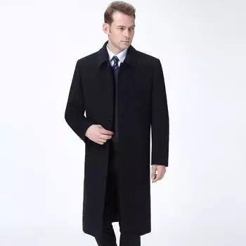New winter cashmere coat, business casual coat, middle-aged and elderly dad s wool jacket, long windbreaker 170