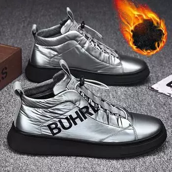 Новые зимние мужские ботинки Водонепроницаемые Теплые Снежные Ботас Мухер Уличная Обувь для Ходьбы 2024 Мужские Ботильоны Низкий Каблук Зимняя Обувь Мужская 7 серебряный