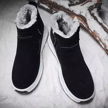 Новые зимние мужские ботинки плюс бархатные теплые хлопковые ботинки Northeast зимние ботинки на толстой подошве мужские толстые хлопковые ботинки H651 39 чёрный