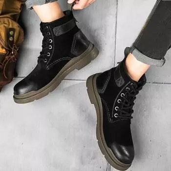 New Winter Men s Shoes Waterproof Non-Slip High-Top Snow Boots Men s Outdoor Shoes Plus Velvet Warm Cotton Shoes Cotton Shoes 38