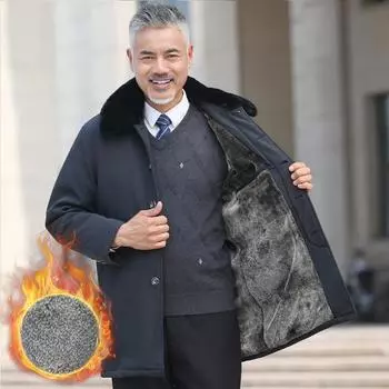 Новое зимнее мужское бархатное утолщенное хлопковое пальто, мужская куртка для пожилых людей среднего возраста, куртка для папы среднего размера, пуховик M