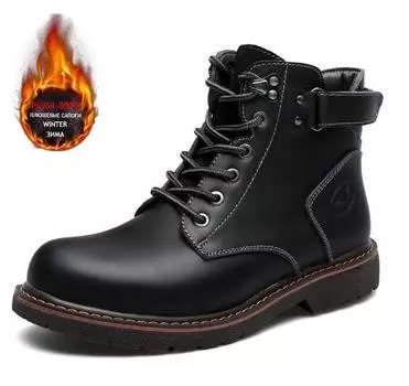 New winter men s warm abkle motorcycle boots leather boots fashionable men s cotton warm boots chaussure chic homme D75 38 верблюд
