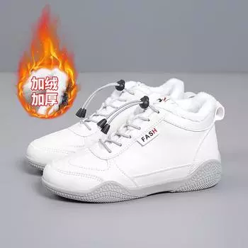 New winter mid-help little white shoes wear-resistant versatile non-slip casual shoes fleece thickened warm women s cotton shoes 35