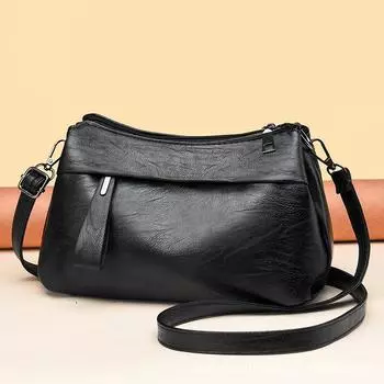 New Winter Middle-aged and Elderly Crossbody Bag Soft Leather Mother-in-law Shoulder Bag Atmospheric .