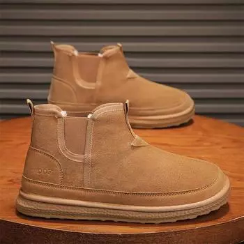 New Winter New Men s Boots Mid-Tube Snow Boots Thick Bottom and Velvet Men s Cotton Shoes Fashion All-Match Casual Shoes Warm 39 чёрный