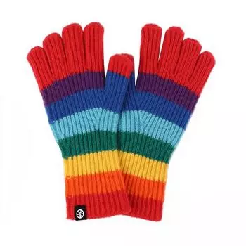 New Winter Rainbow Striped Knitted Finger Hide Gloves Warm Women s Touch Screen Gloves Riding Cold Yarn Gloves One Size