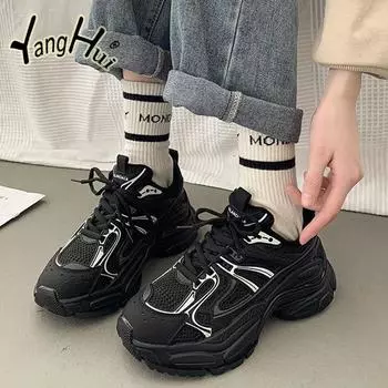 New Winter Shoes Ladies Rubber Leatherwear Trendy Women Sneakers 2024 Warm Breathable Women Sneakers for Women Plush Shoes 35 чёрный