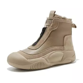 New Winter Shoes Women Snow Boots Genuine Leather Non-slip Height Increasing 4.5cm Warm Plush Young Ladies Ankle Boots D239 34 чёрный