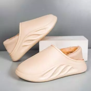 New Winter Slippers for Men Warm Indoor Cotton Shoes Men Waterproof Lightweight EVA Outdoor Slip on Warm Slippers Men 38-39 чёрный