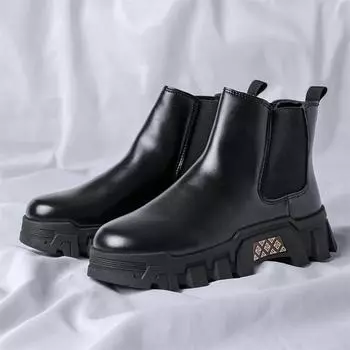 New Winter Snow Biker Boots for Men Leather Boot Man Ankle Shoes Keep Warm Outdoors Walking Shoe Wear-Resistant Male Footwear 39 чёрный